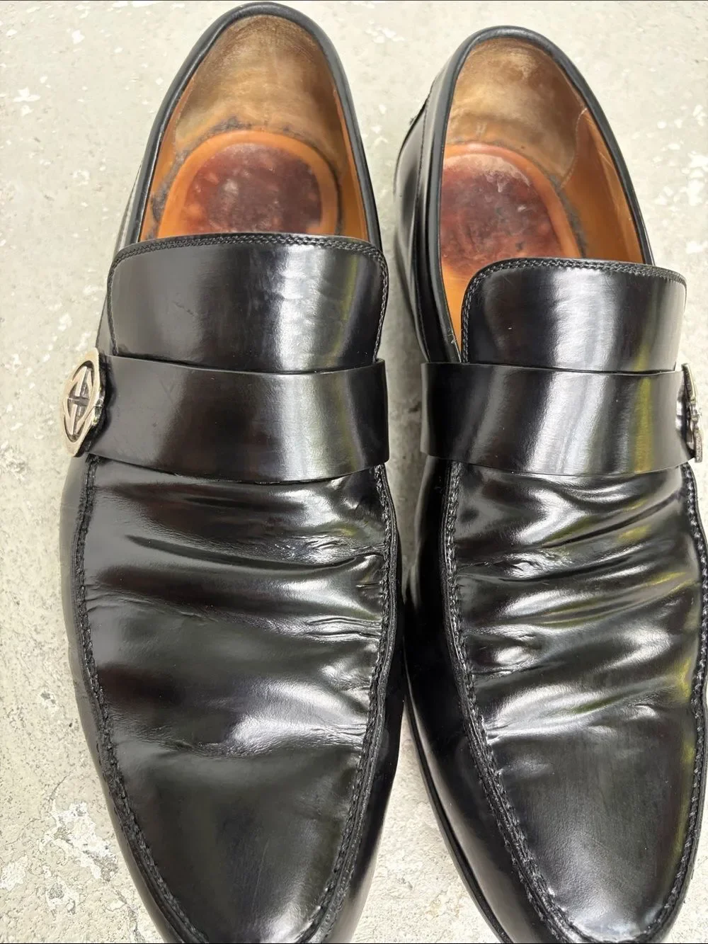 Gucci Double GG leather slippers